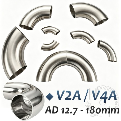 Edelstahl rohrbogen v2a - 90°,